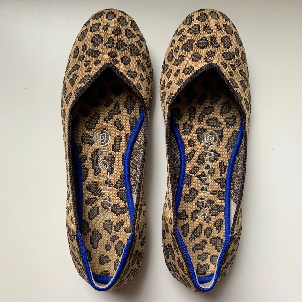Rothy’s Leopard Cheetah Round Toe Flats Shoes 6